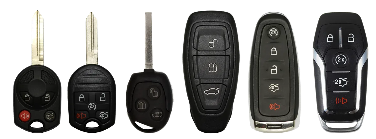 Selection of transponder car keys and key fobs